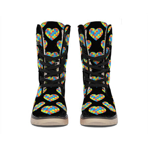 Autism Awareness Heart Pattern Print Winter Boots