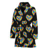 Autism Awareness Heart Pattern Print Women's Bathrobe