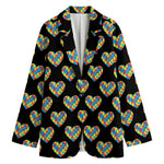 Autism Awareness Heart Pattern Print Women's Blazer