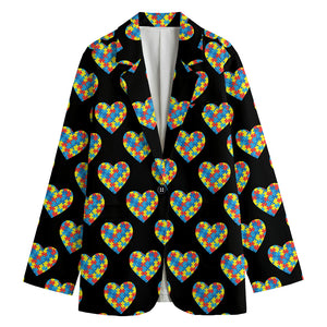 Autism Awareness Heart Pattern Print Women's Blazer