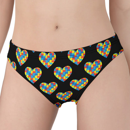 Autism Awareness Heart Pattern Print Women's Panties