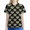 Autism Awareness Heart Pattern Print Women's Polo Shirt