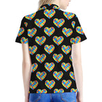 Autism Awareness Heart Pattern Print Women's Polo Shirt