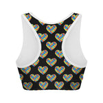 Autism Awareness Heart Pattern Print Women's Sports Bra