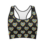 Autism Awareness Heart Pattern Print Women's Sports Bra