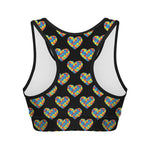 Autism Awareness Heart Pattern Print Women's Sports Bra