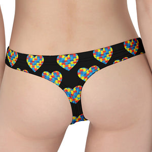 Autism Awareness Heart Pattern Print Women's Thong