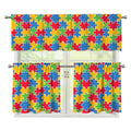 Autism Awareness Jigsaw Pattern Print 3 Piece Kitchen Curtains