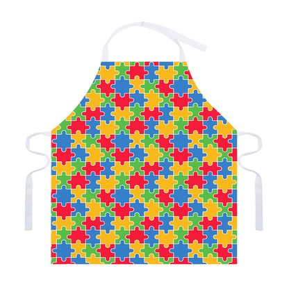 Autism Awareness Jigsaw Pattern Print Adjustable Apron