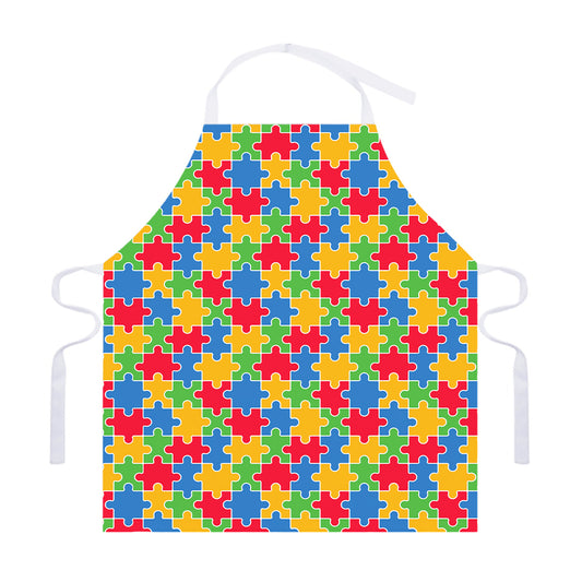 Autism Awareness Jigsaw Pattern Print Adjustable Apron