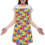 Autism Awareness Jigsaw Pattern Print Adjustable Apron