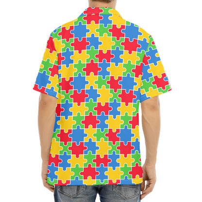 Autism Awareness Jigsaw Pattern Print Aloha Shirt