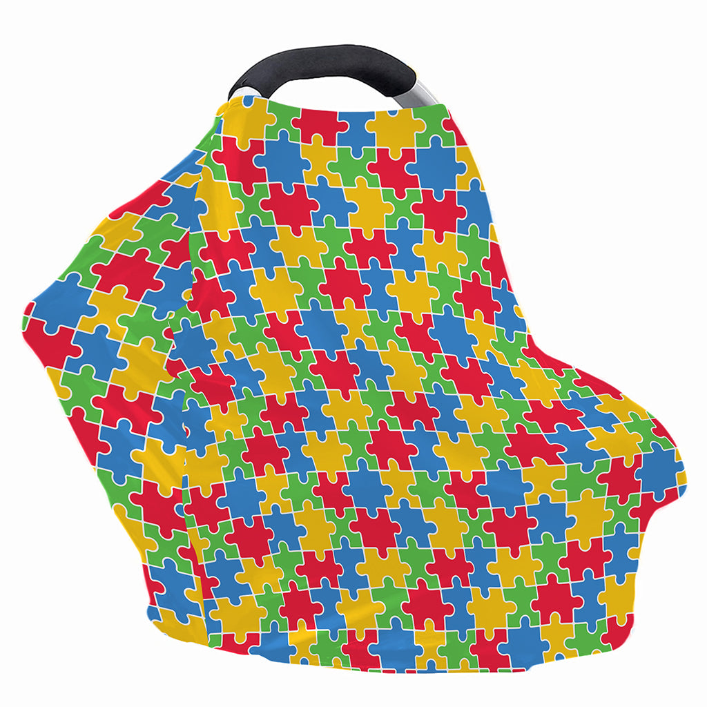 Autism Awareness Jigsaw Pattern Print Baby Seat Cover
