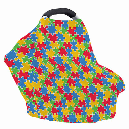 Autism Awareness Jigsaw Pattern Print Baby Seat Cover