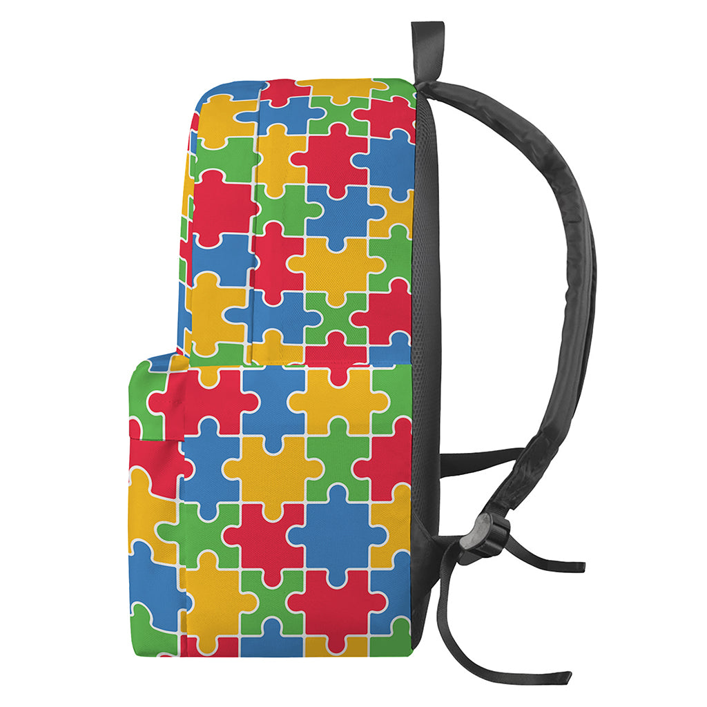 Autism Awareness Jigsaw Pattern Print Backpack