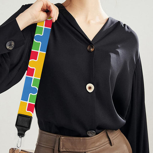 Autism Awareness Jigsaw Pattern Print Bag Strap