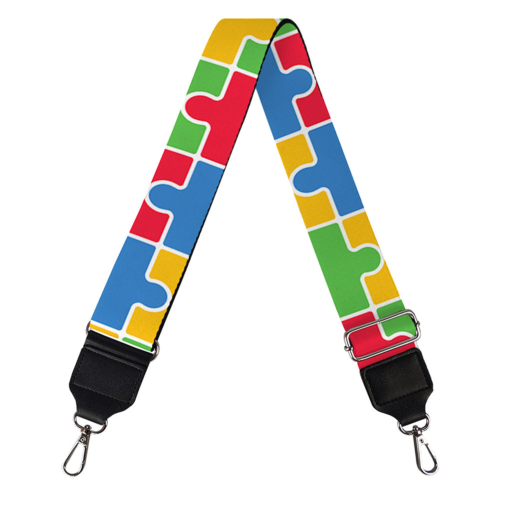 Autism Awareness Jigsaw Pattern Print Bag Strap