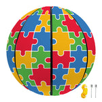 Autism Awareness Jigsaw Pattern Print Basketball