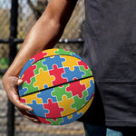 Autism Awareness Jigsaw Pattern Print Basketball