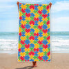 Autism Awareness Jigsaw Pattern Print Beach Towel