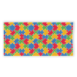 Autism Awareness Jigsaw Pattern Print Beach Towel