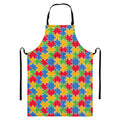 Autism Awareness Jigsaw Pattern Print Bib Apron With Pocket