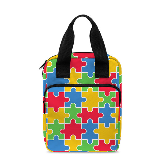 Autism Awareness Jigsaw Pattern Print Bible Tote Bag