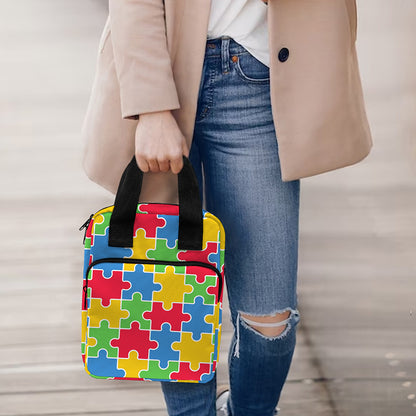 Autism Awareness Jigsaw Pattern Print Bible Tote Bag