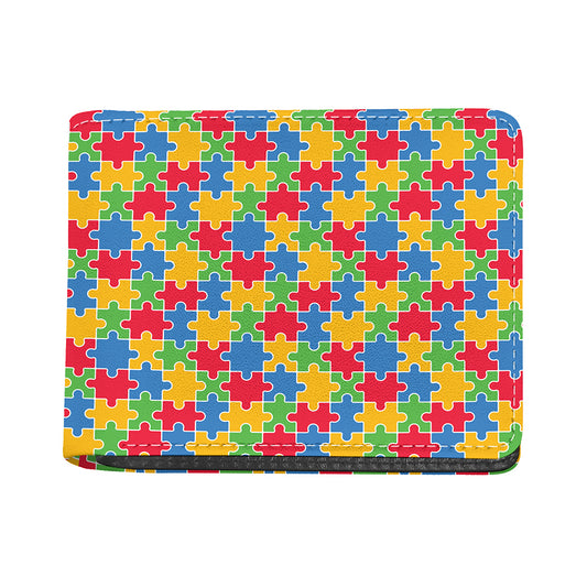 Autism Awareness Jigsaw Pattern Print Bifold Wallet