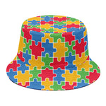 Autism Awareness Jigsaw Pattern Print Bucket Hat