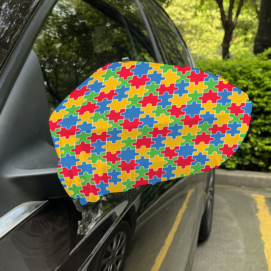 Autism Awareness Jigsaw Pattern Print Car Side Mirror Covers