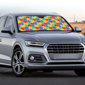 Autism Awareness Jigsaw Pattern Print Car Windshield Sun Shade