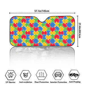 Autism Awareness Jigsaw Pattern Print Car Windshield Sun Shade