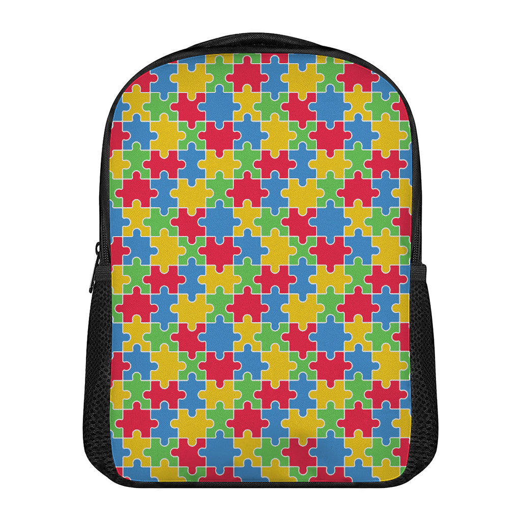 Autism Awareness Jigsaw Pattern Print Casual Backpack