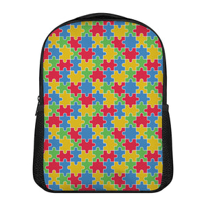 Autism Awareness Jigsaw Pattern Print Casual Backpack