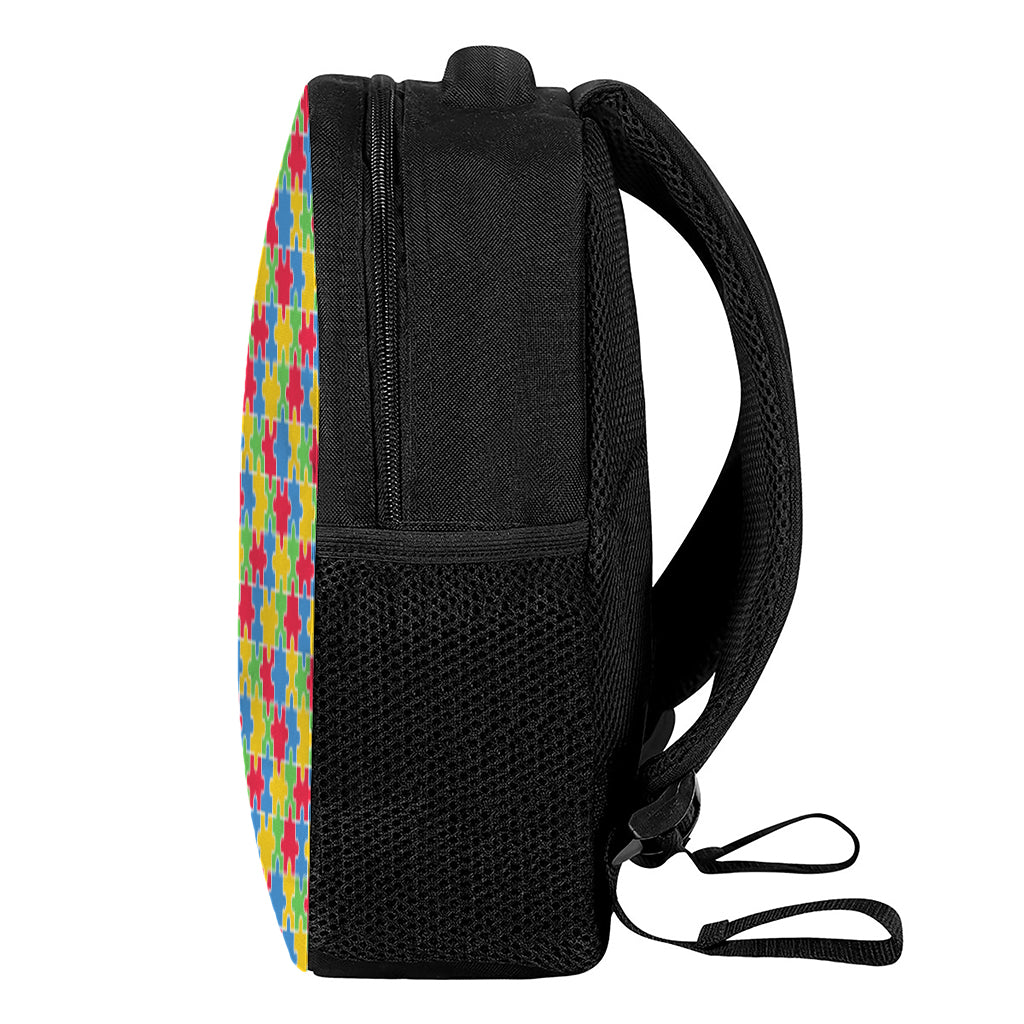 Autism Awareness Jigsaw Pattern Print Casual Backpack