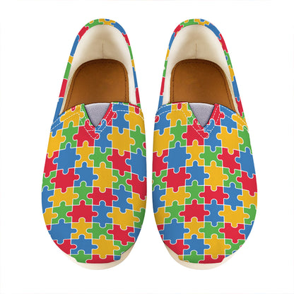 Autism Awareness Jigsaw Pattern Print Casual Shoes