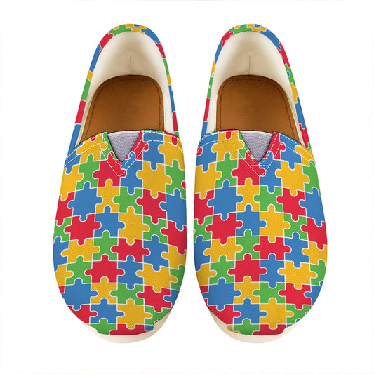 Autism Awareness Jigsaw Pattern Print Casual Shoes
