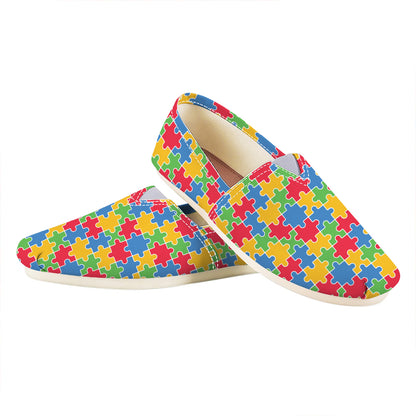 Autism Awareness Jigsaw Pattern Print Casual Shoes
