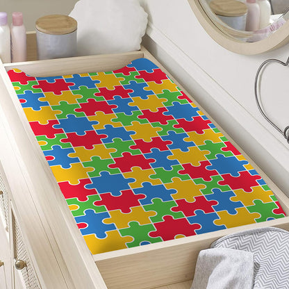 Autism Awareness Jigsaw Pattern Print Changing Pad Cover