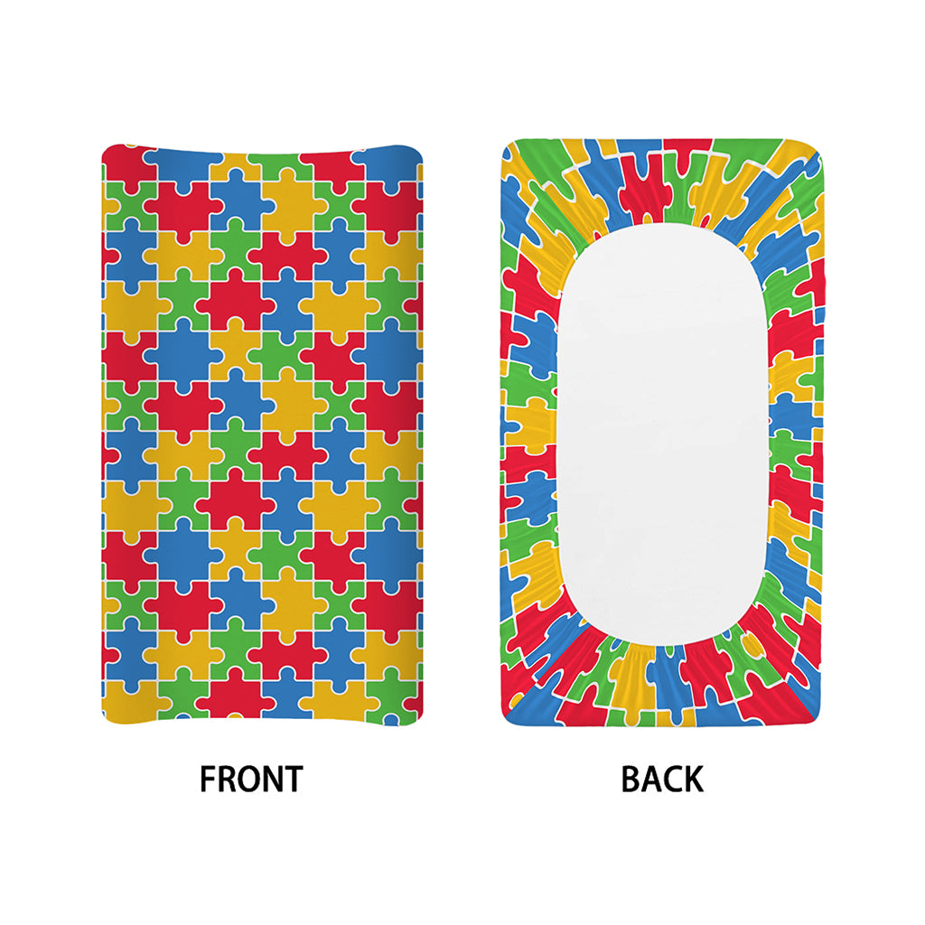 Autism Awareness Jigsaw Pattern Print Changing Pad Cover