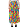 Autism Awareness Jigsaw Pattern Print Chiffon Maxi Skirt