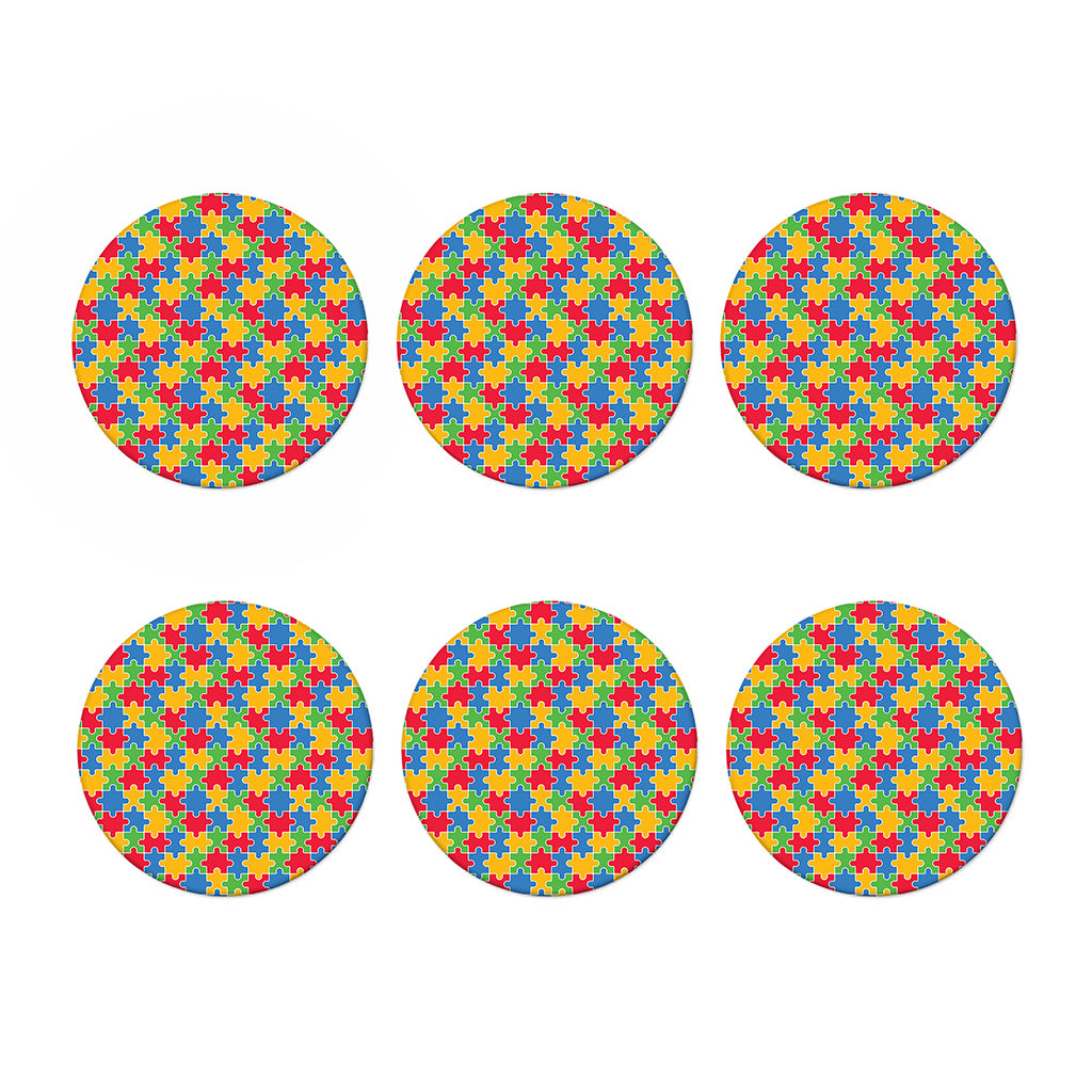 Autism Awareness Jigsaw Pattern Print Coaster Set