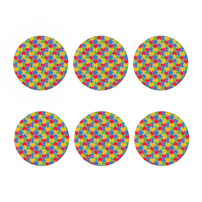 Autism Awareness Jigsaw Pattern Print Coaster Set