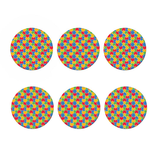 Autism Awareness Jigsaw Pattern Print Coaster Set
