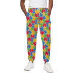 Autism Awareness Jigsaw Pattern Print Cotton Pants