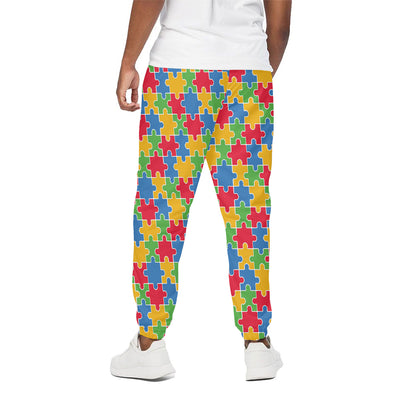 Autism Awareness Jigsaw Pattern Print Cotton Pants