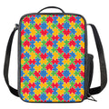 Autism Awareness Jigsaw Pattern Print Crossbody Lunch Bag