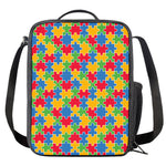 Autism Awareness Jigsaw Pattern Print Crossbody Lunch Bag