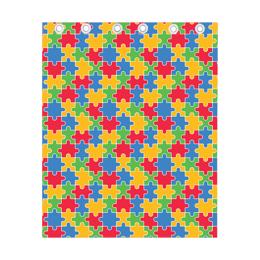Autism Awareness Jigsaw Pattern Print Curtain